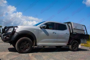 Left hand side view of the Nissan Navara NP300 D23 Dual Cab Airbag Man Coil Helper Kit fully fitted